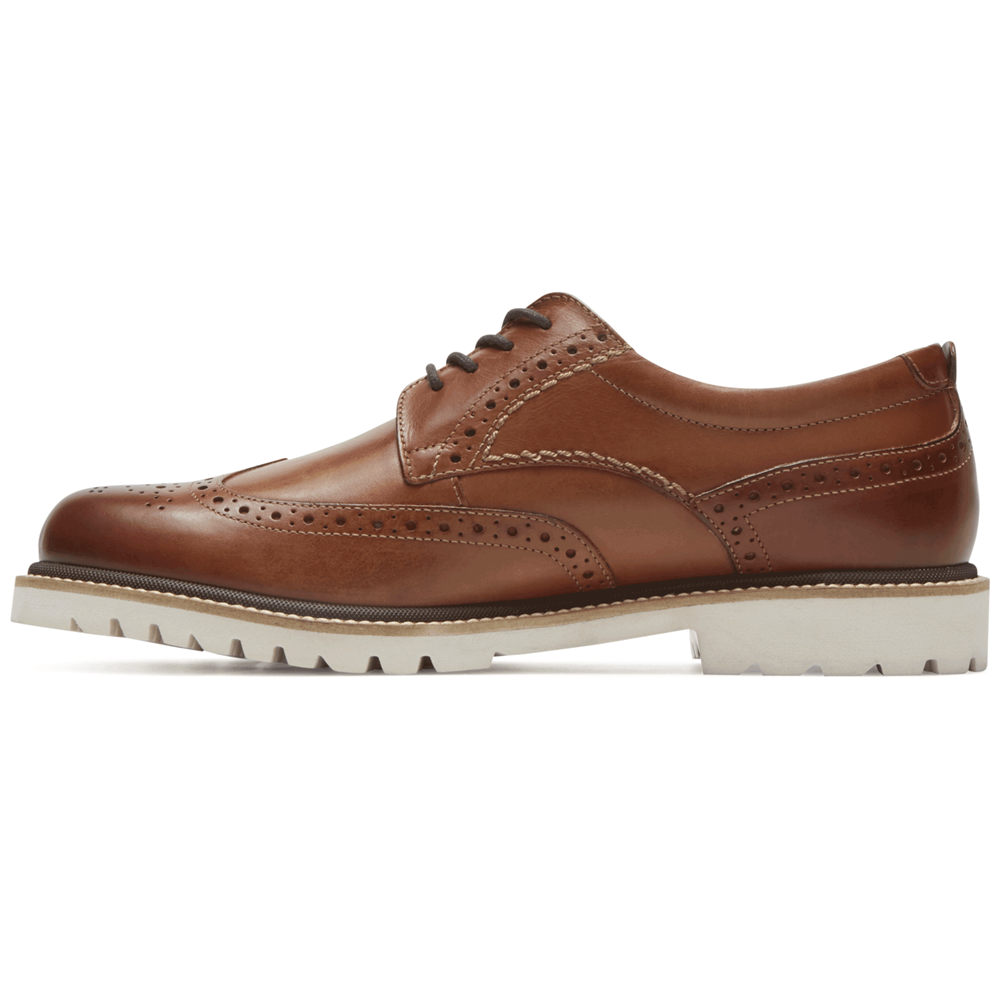 Zapatos De Vestir Rockport Hombre Mexico - Marshall Wingtip Marrom - KAWFL2890